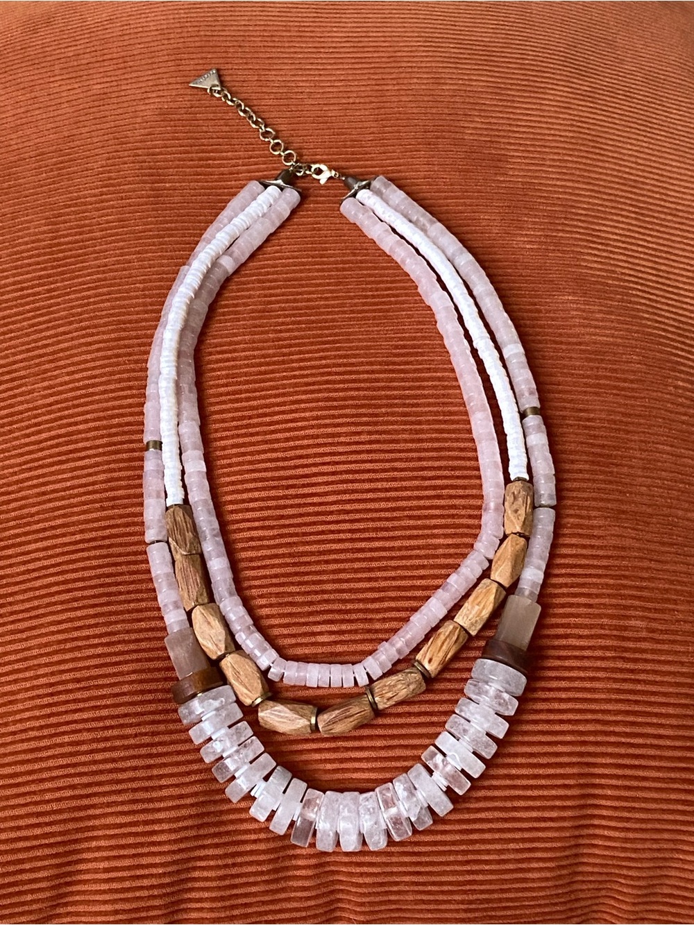 Anthropologie Serefina Rose Quartz Necklace